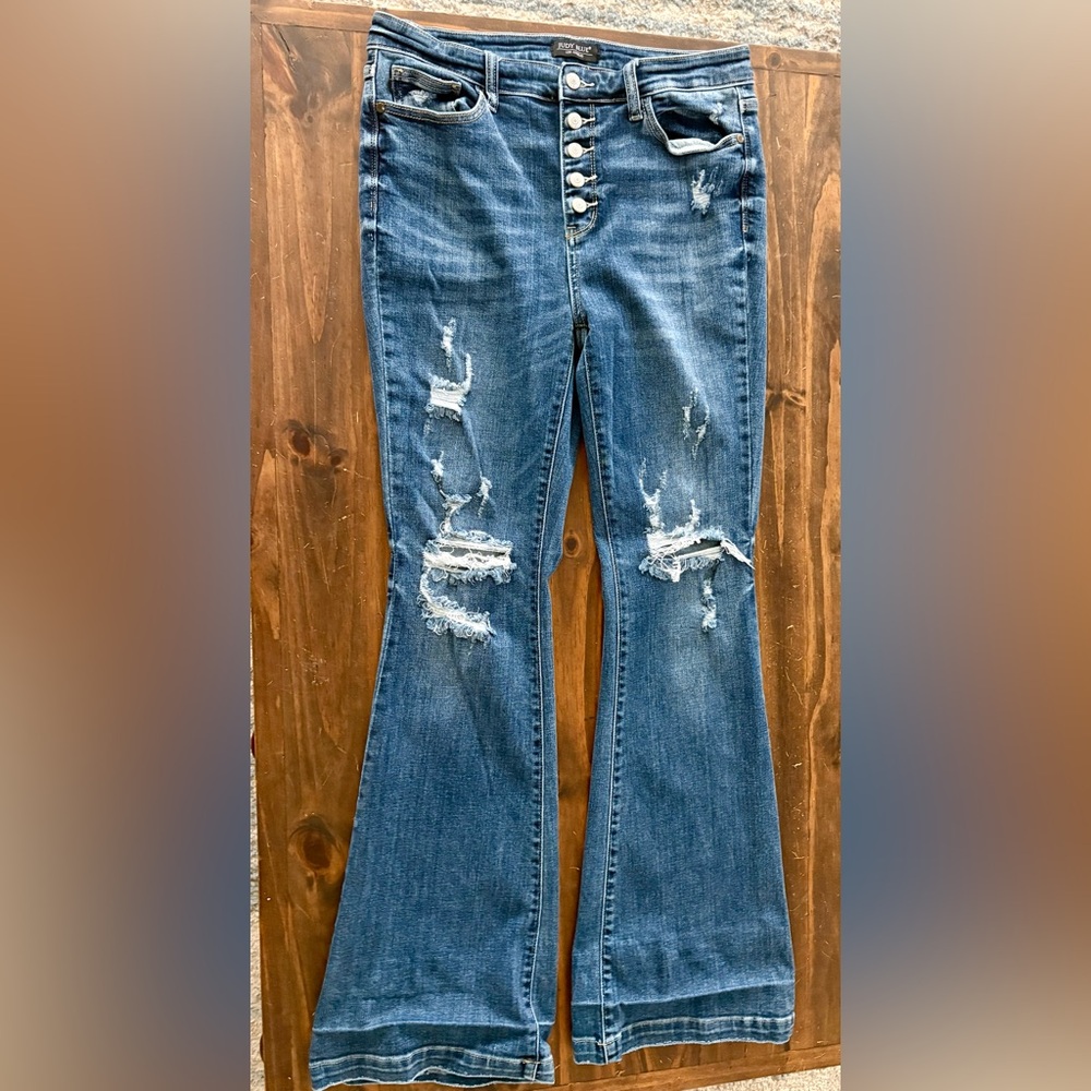 Judy Blue Flare Wide Leg Jeans in Blue